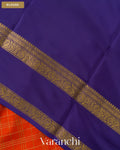 Rust Orange Checkered Pure Mysore Crepe Silk Saree — Blouse