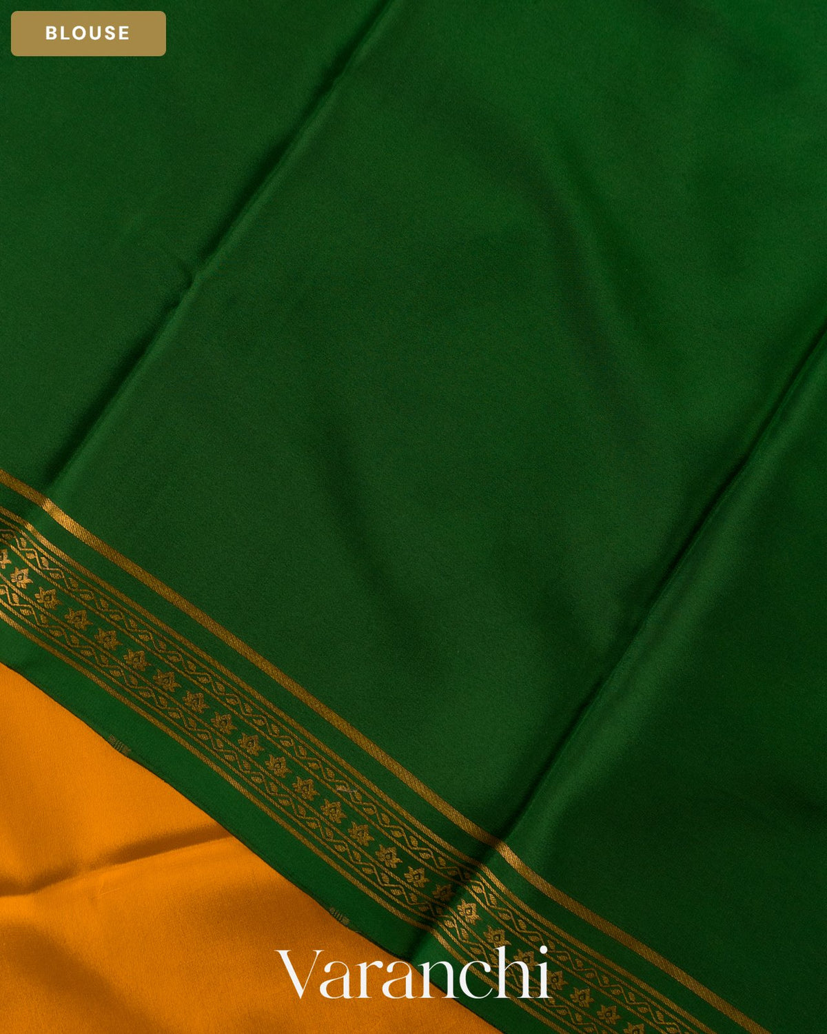 Turmeric Yellow Pure Mysore Crepe Silk Saree — Blouse