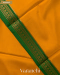 Turmeric Yellow Pure Mysore Crepe Silk Saree — Border