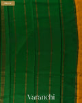 Turmeric Yellow Pure Mysore Crepe Silk Saree — Pallu