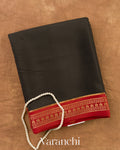 Jet Black Pure Mysore Crepe Silk Saree — Folded