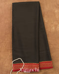 Jet Black Pure Mysore Crepe Silk Saree — Full Saree