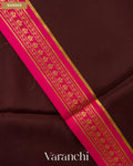 Dark Choclate Brown Pure Mysore Crepe Silk Saree — Border