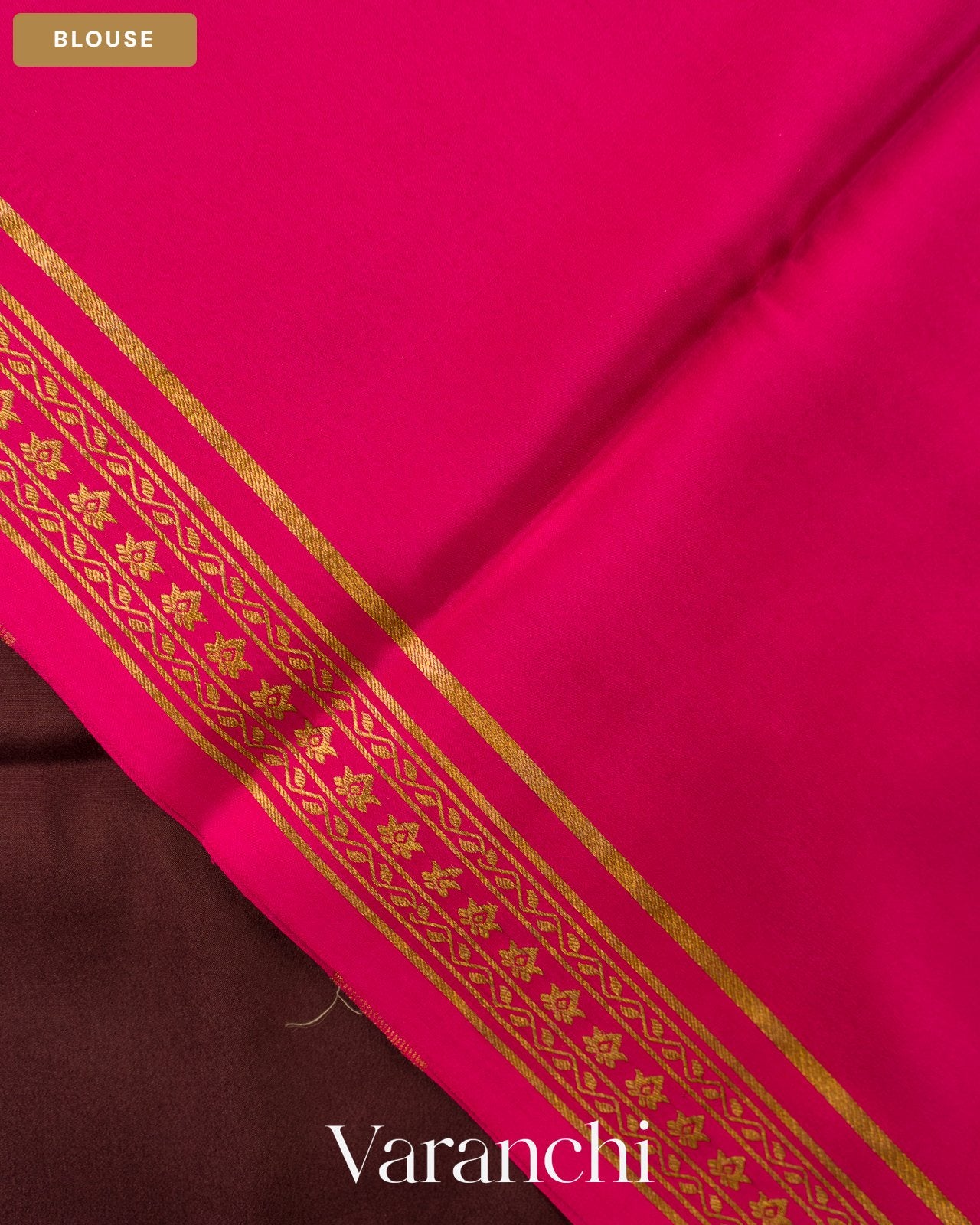 Dark Choclate Brown Pure Mysore Crepe Silk Saree — Blouse