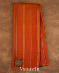 Deep Orange Pure Mysore Crepe Silk — Full Saree