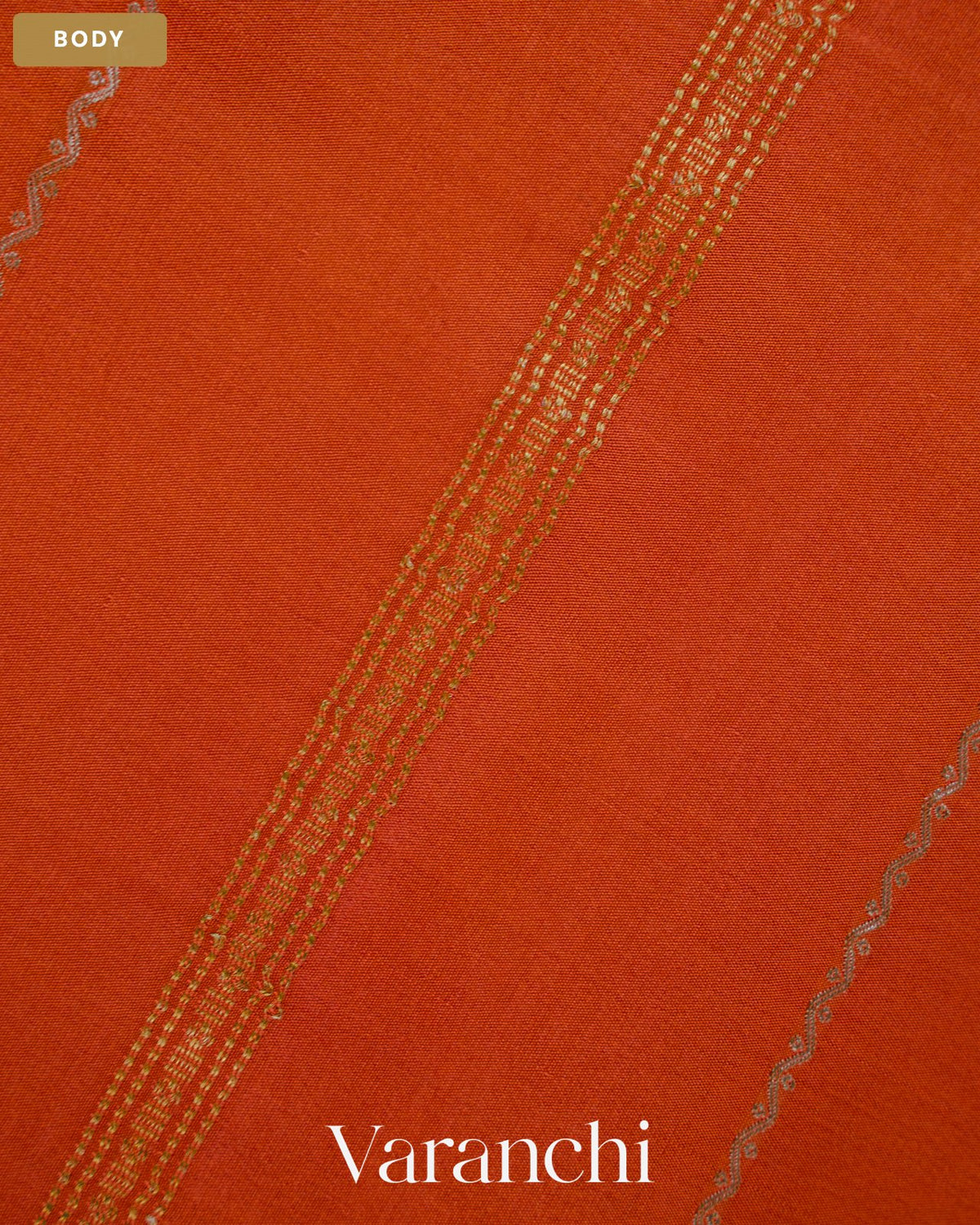 Deep Orange Pure Mysore Crepe Silk — Body