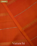 Deep Orange Pure Mysore Crepe Silk — Border