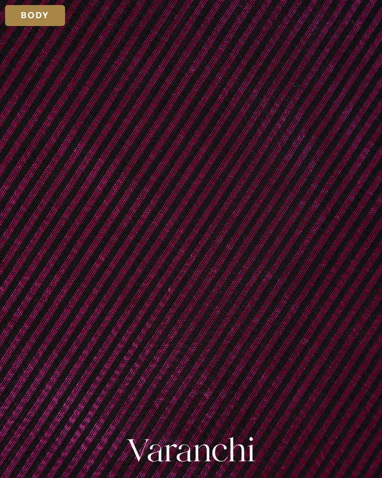 Deep Purple Striped Pure Maheshwari Silk Cotton Handloom Saree — Body