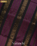 Deep Purple Striped Pure Maheshwari Silk Cotton Handloom Saree — Pallu
