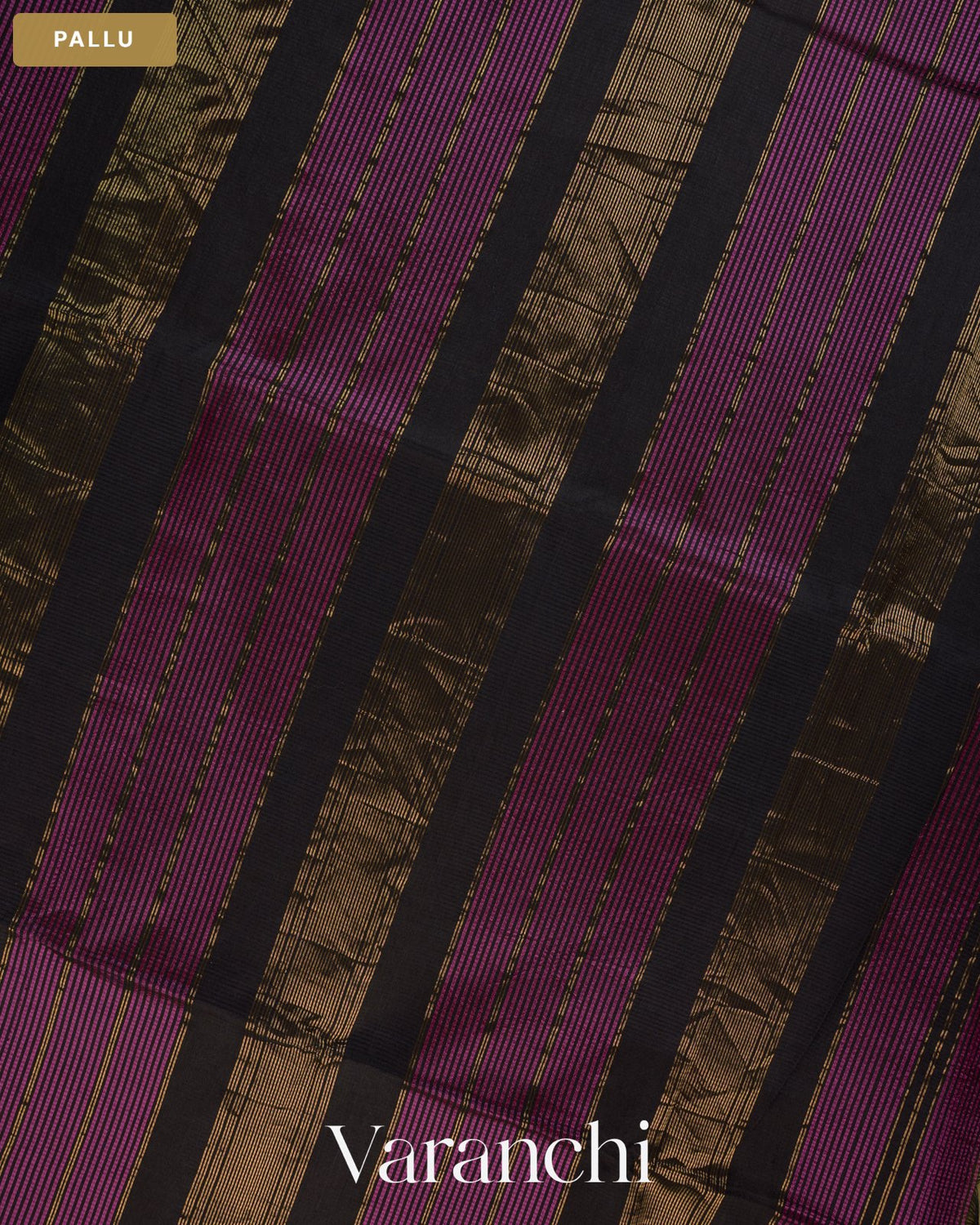 Deep Purple Striped Pure Maheshwari Silk Cotton Handloom Saree — Pallu