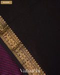 Deep Purple Striped Pure Maheshwari Silk Cotton Handloom Saree — Blouse