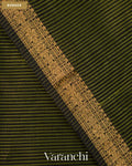 Olive Green Striped Pure Maheshwari Silk Cotton Handloom Saree — Border