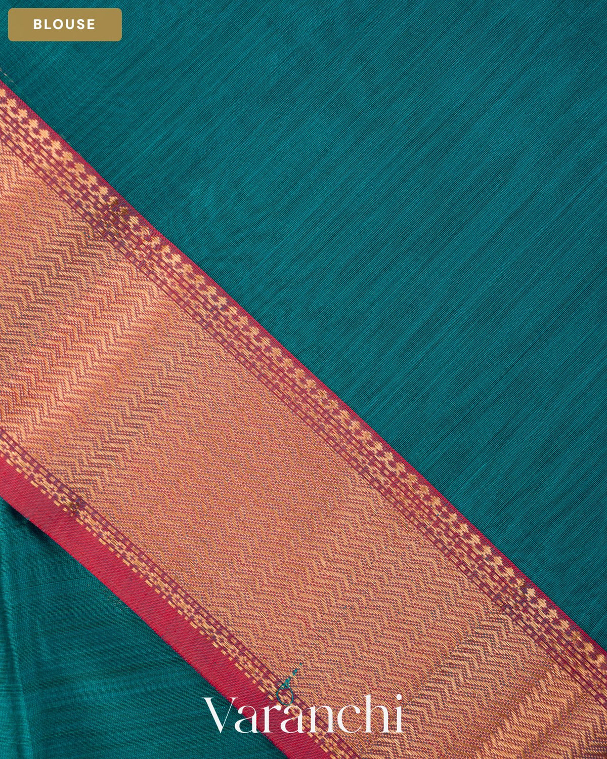 Turquoise Blue Pure Maheshwari Silk Cotton Handloom Saree — Blouse