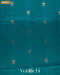 Turquoise Blue Pure Maheshwari Silk Cotton Handloom Saree — Body