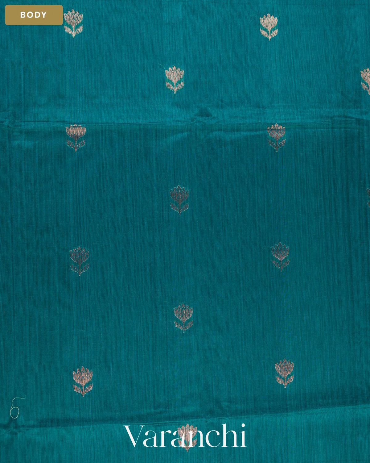 Turquoise Blue Pure Maheshwari Silk Cotton Handloom Saree — Body