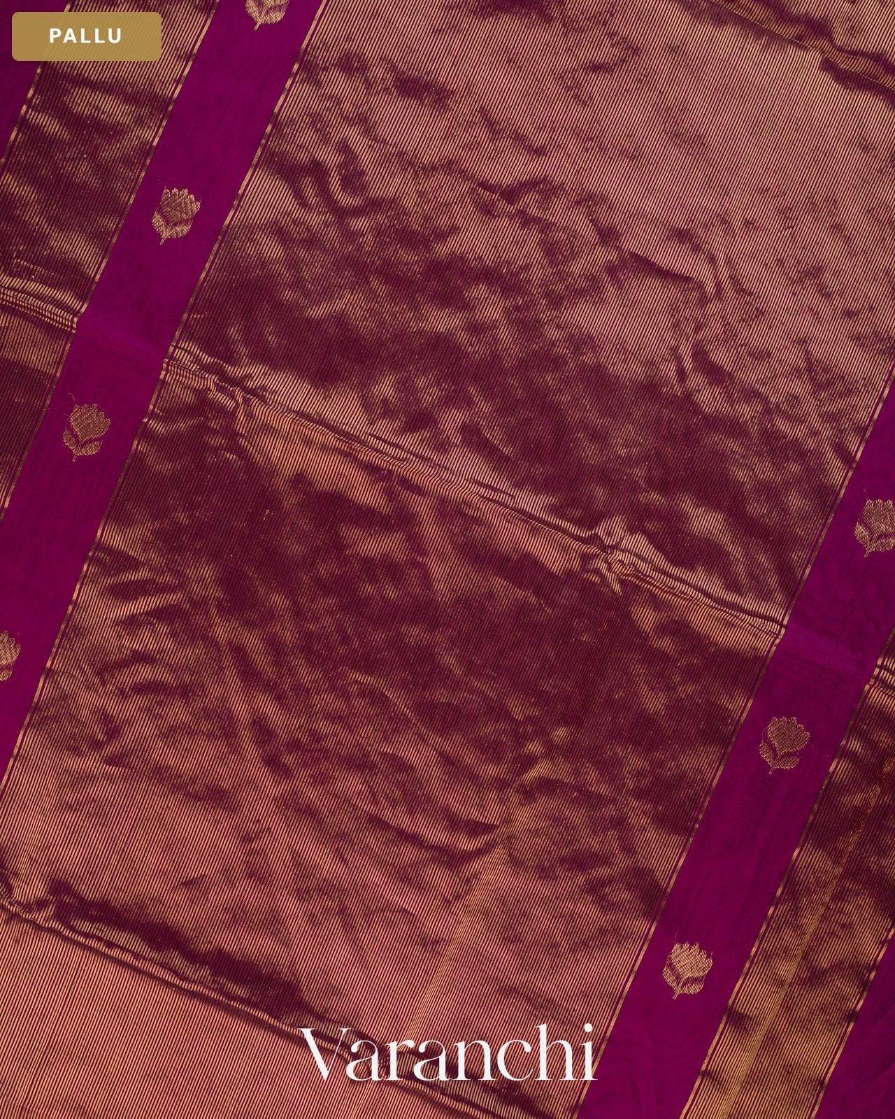 Wine Purple Pure Maheshwari Silk Cotton Handloom Saree — Pallu