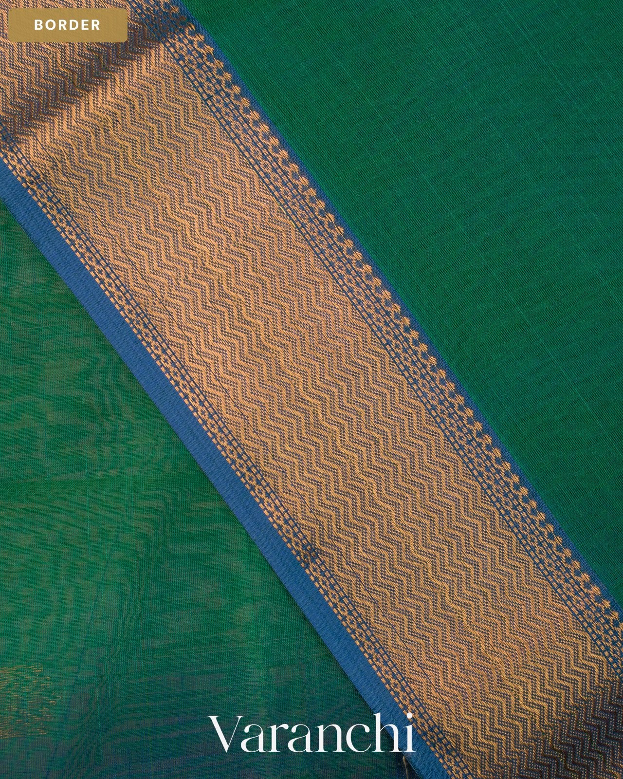 Green and Blue Ombre -Dyed Pure Maheshwari Silk Cotton Handloom Saree — Border