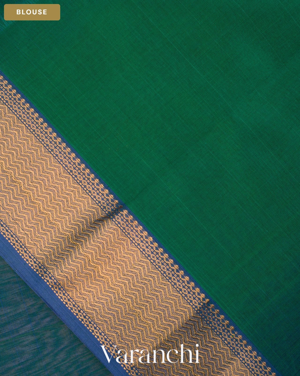 Green and Blue Ombre -Dyed Pure Maheshwari Silk Cotton Handloom Saree — Blouse