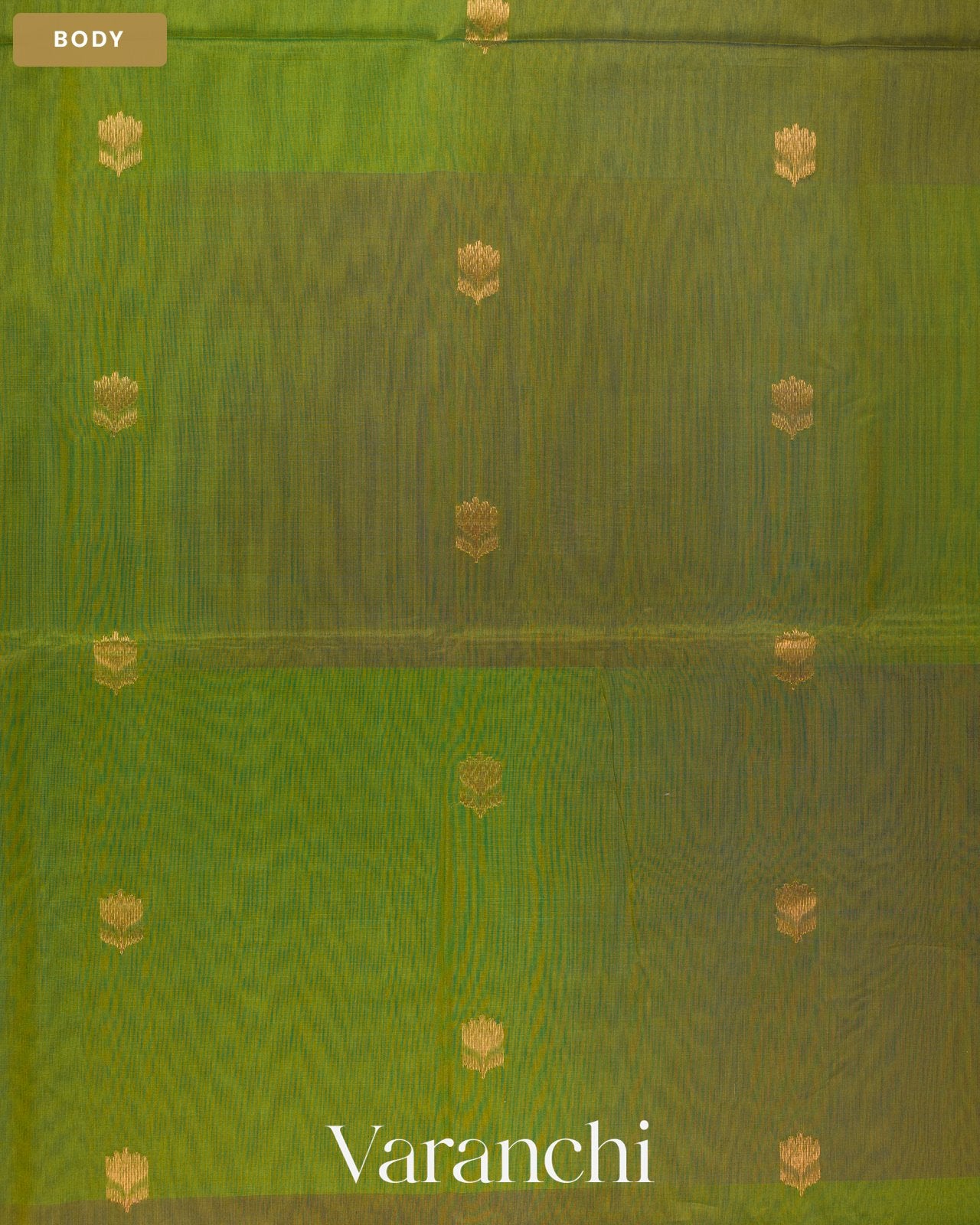 Parrot Green Ombre -Dyed Pure Maheshwari Silk Cotton Handloom Saree — Body