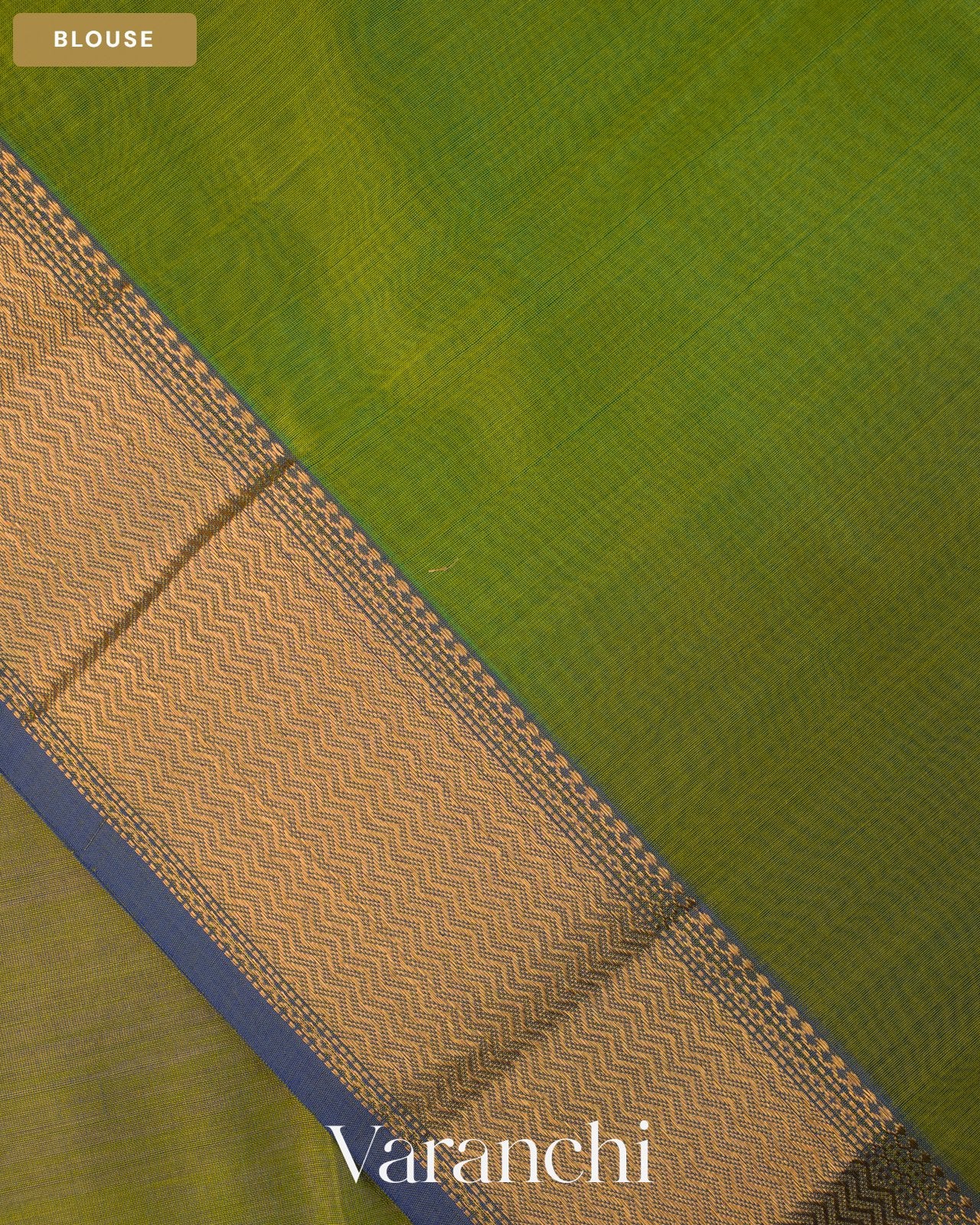 Parrot Green Ombre -Dyed Pure Maheshwari Silk Cotton Handloom Saree — Blouse