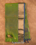 Parrot Green Ombre -Dyed Pure Maheshwari Silk Cotton Handloom Saree — Full Saree