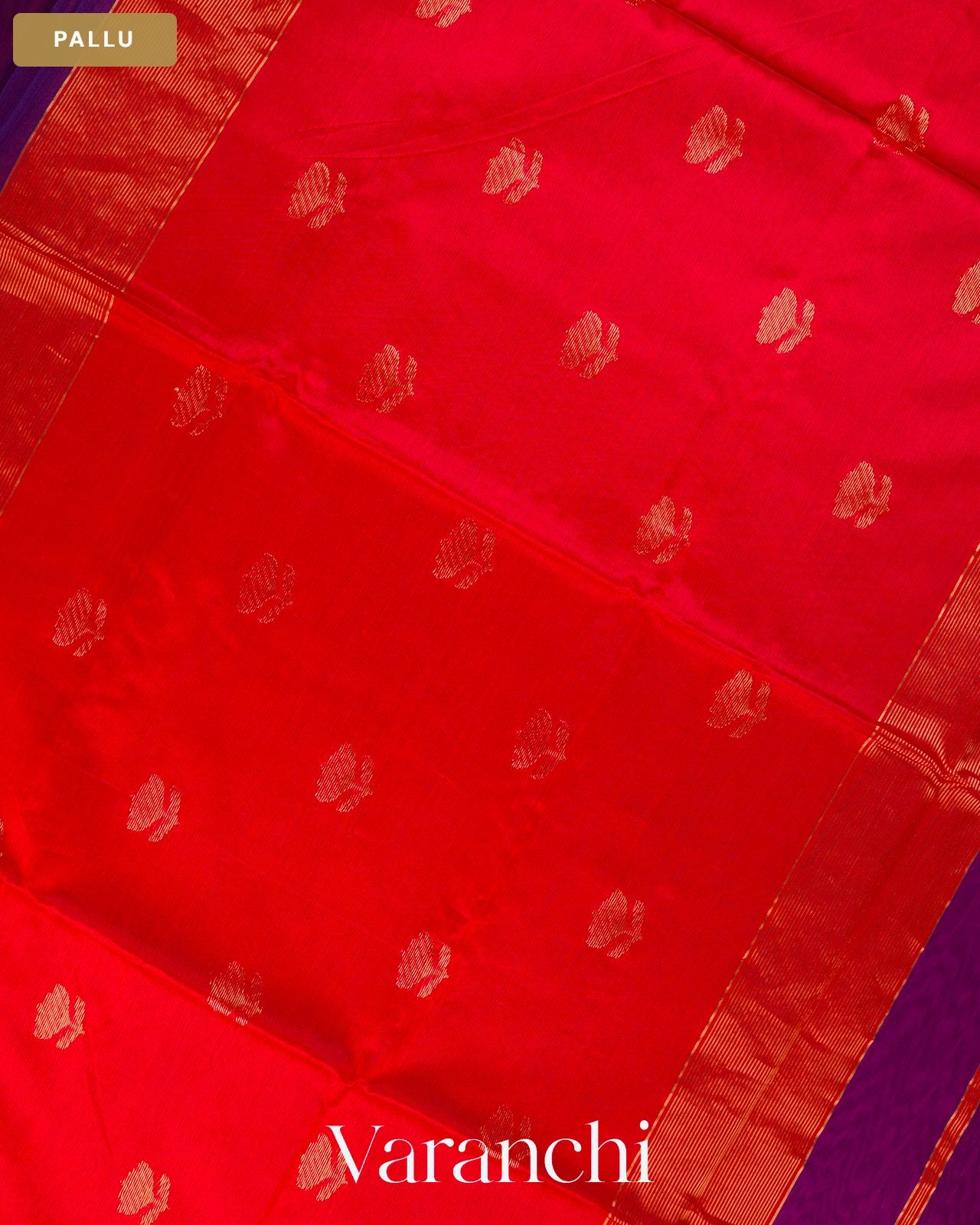 Deep Purple Pure Maheshwari Silk Cotton Handloom Saree — Pallu