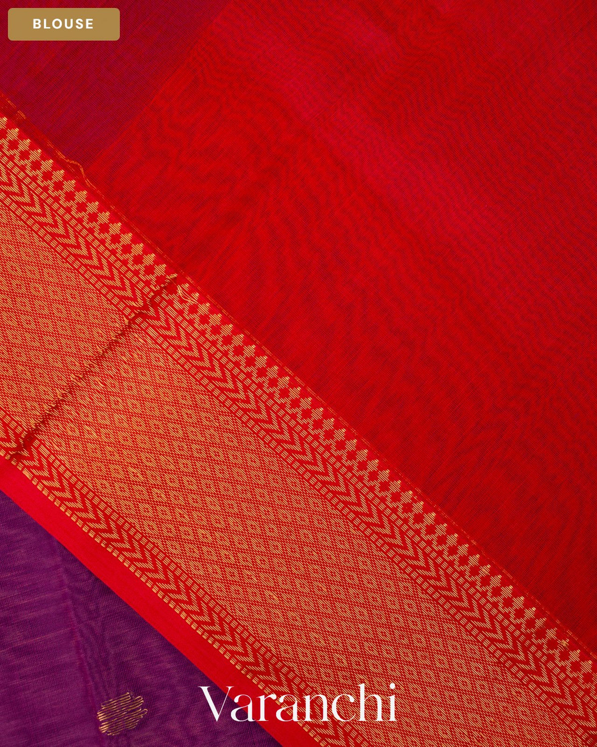Deep Purple Pure Maheshwari Silk Cotton Handloom Saree — Blouse