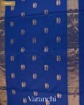 Navy Blue Pure Maheshwari Silk Cotton Handloom Saree — Pallu