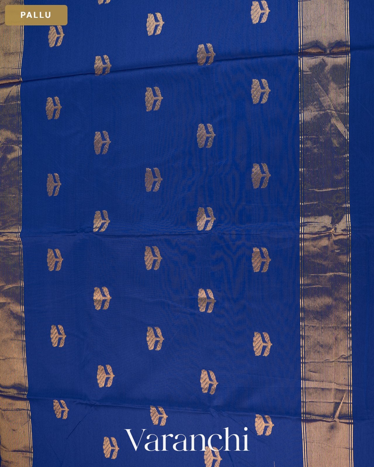 Navy Blue Pure Maheshwari Silk Cotton Handloom Saree — Pallu