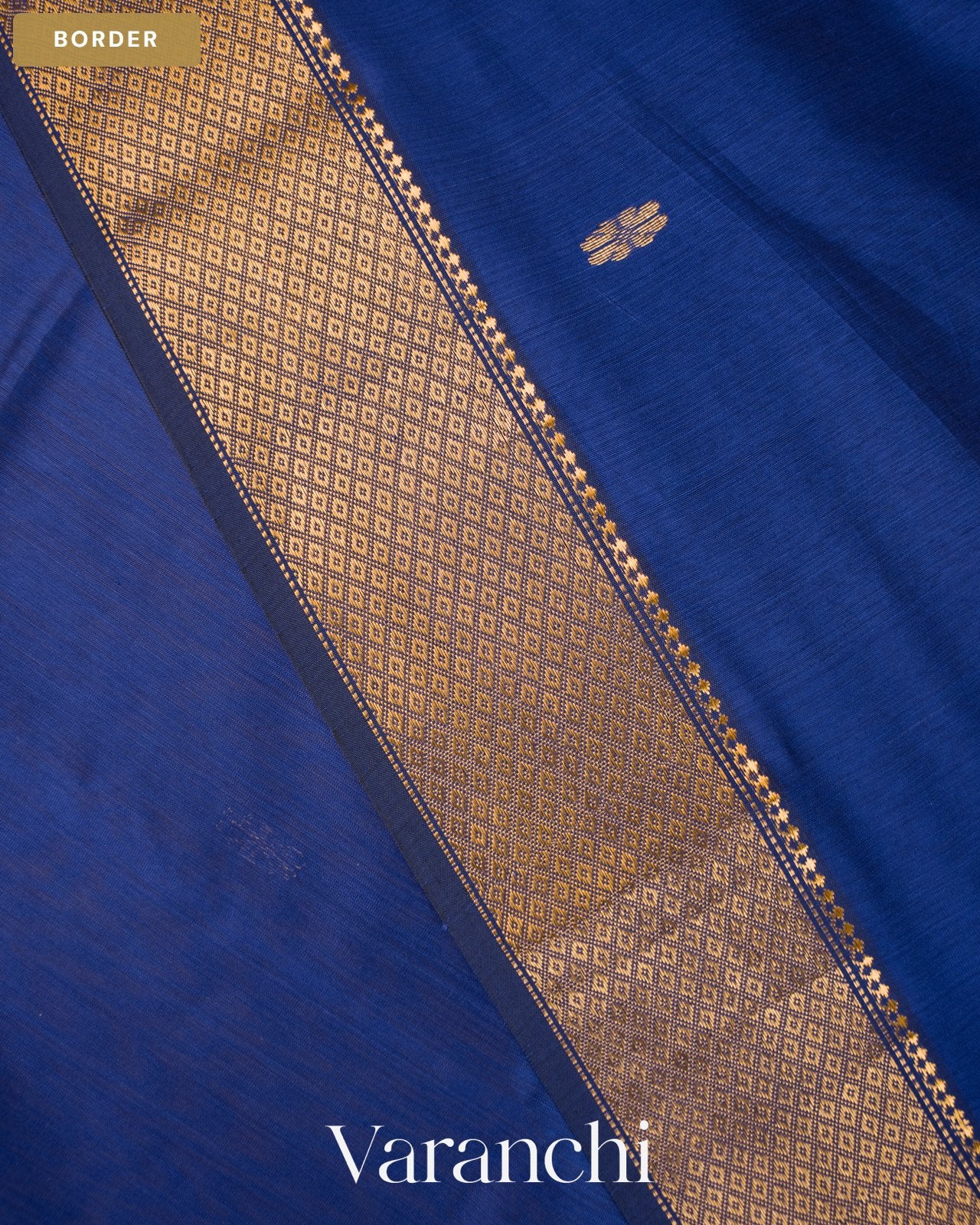 Navy Blue Pure Maheshwari Silk Cotton Handloom Saree — Border