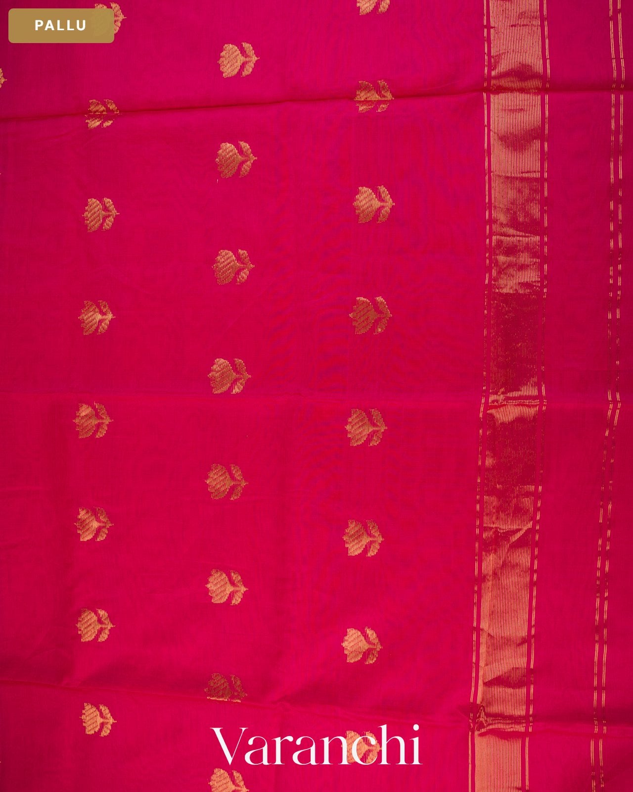 Rani Pink Pure Maheshwari Silk Cotton Handloom Saree — Pallu