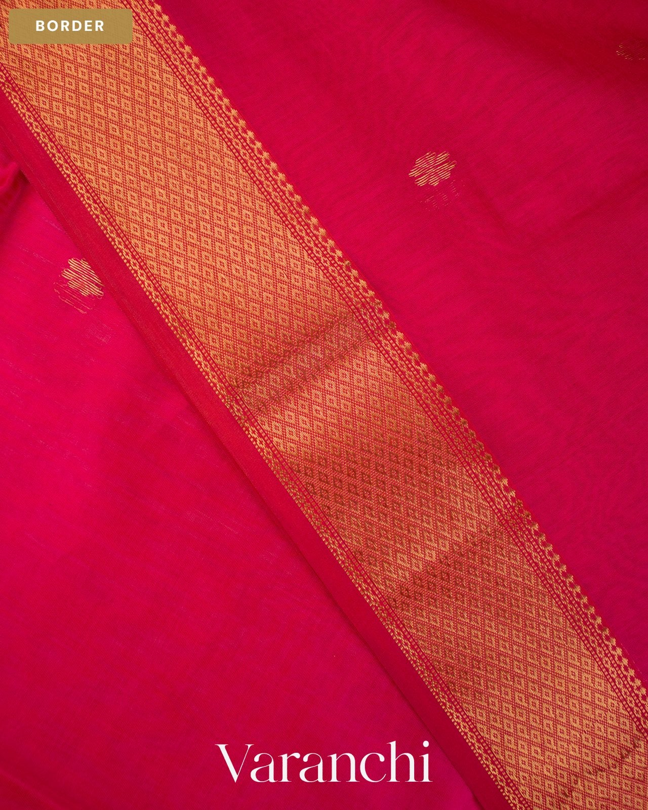 Rani Pink Pure Maheshwari Silk Cotton Handloom Saree — Border