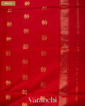 Bright Red Pure Maheshwari Silk Cotton Handloom Saree — Pallu