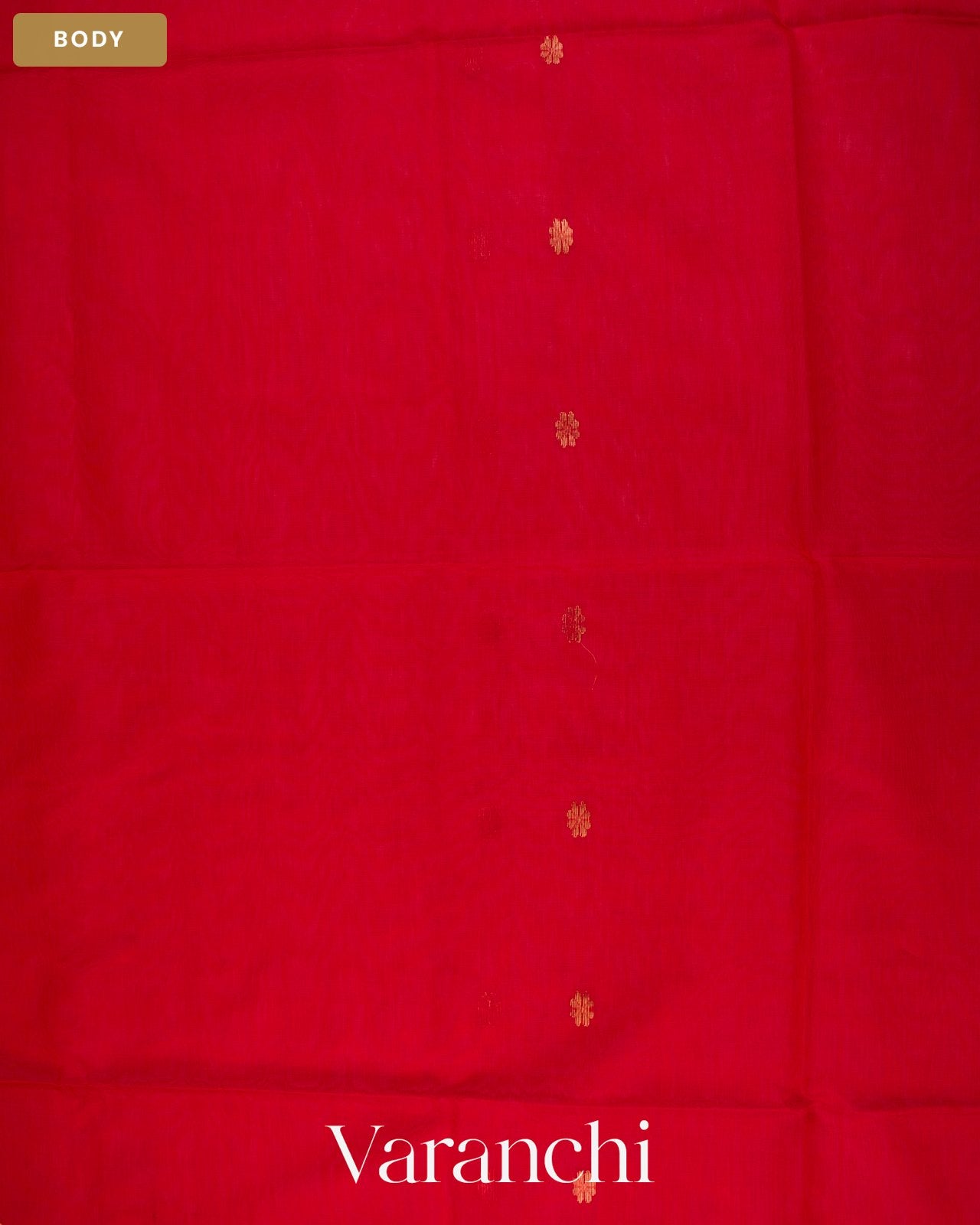 Bright Red Pure Maheshwari Silk Cotton Handloom Saree — Body
