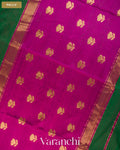 Bottle Green Pure Maheshwari Silk Cotton Handloom Saree — Pallu