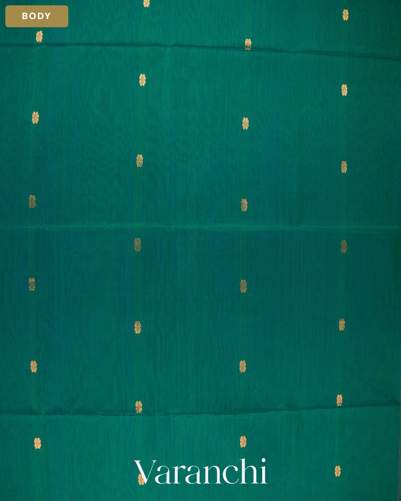 Rama Green Pure Maheshwari Silk Cotton Handloom Saree — Body
