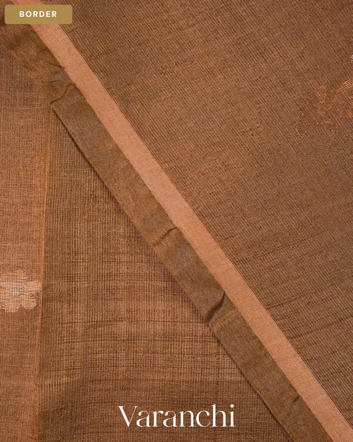 Coco Brown Jamdani Pure Tussar Tissue Silk Saree — Border
