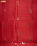 Coral Red Jamdani Pure Tussar Tissue Silk Saree — Body