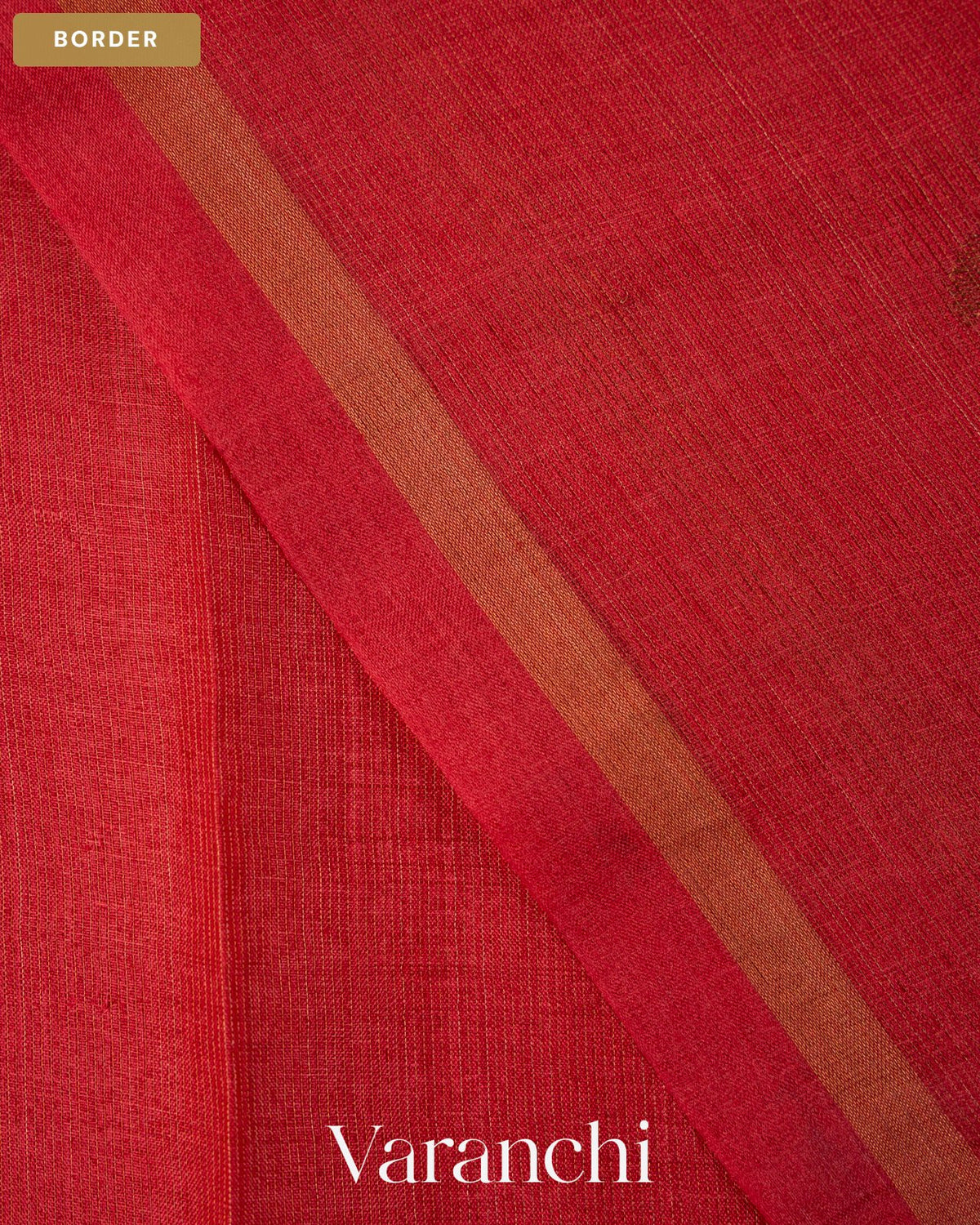 Coral Red Jamdani Pure Tussar Tissue Silk Saree — Border