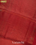 Coral Red Jamdani Pure Tussar Tissue Silk Saree — Pallu