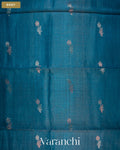Teal Blue Jamdani Pure Tussar Tissue Silk Saree — Body
