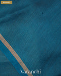 Teal Blue Jamdani Pure Tussar Tissue Silk Saree — Blouse