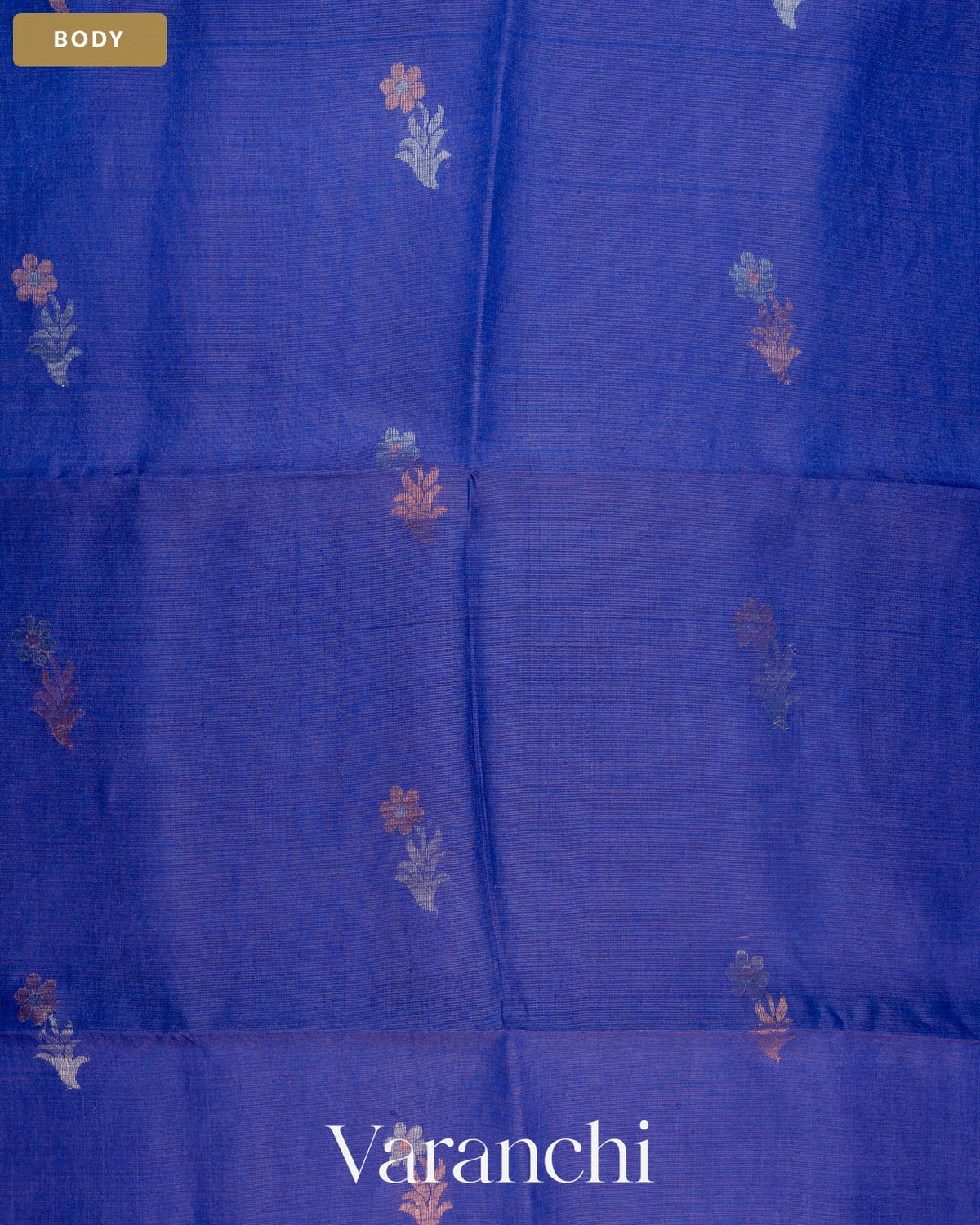 Royal Blue Jamdani Pure Tussar Tissue Silk Saree — Body
