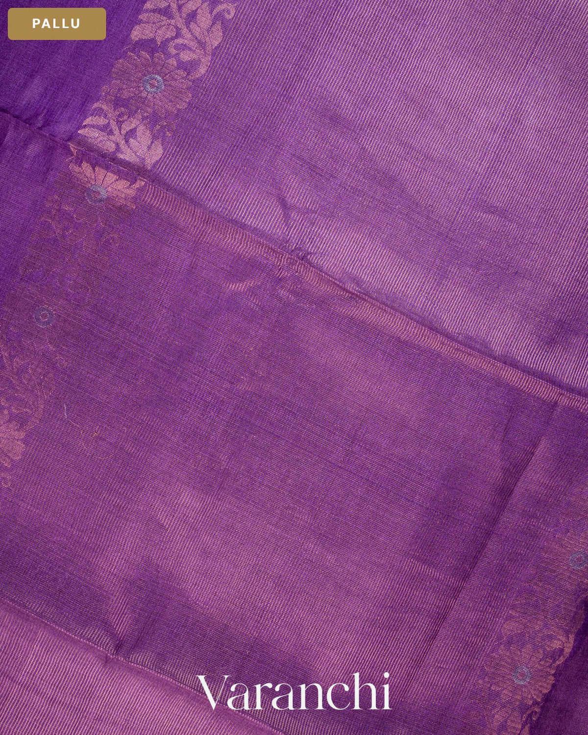 Purple Jamdani Pure Tussar Silk Handloom Saree — Pallu