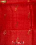 Tulip Red Jamdani Pure Tussar Tissue Silk Saree — Body