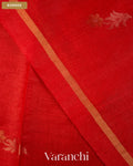 Tulip Red Jamdani Pure Tussar Tissue Silk Saree — Border