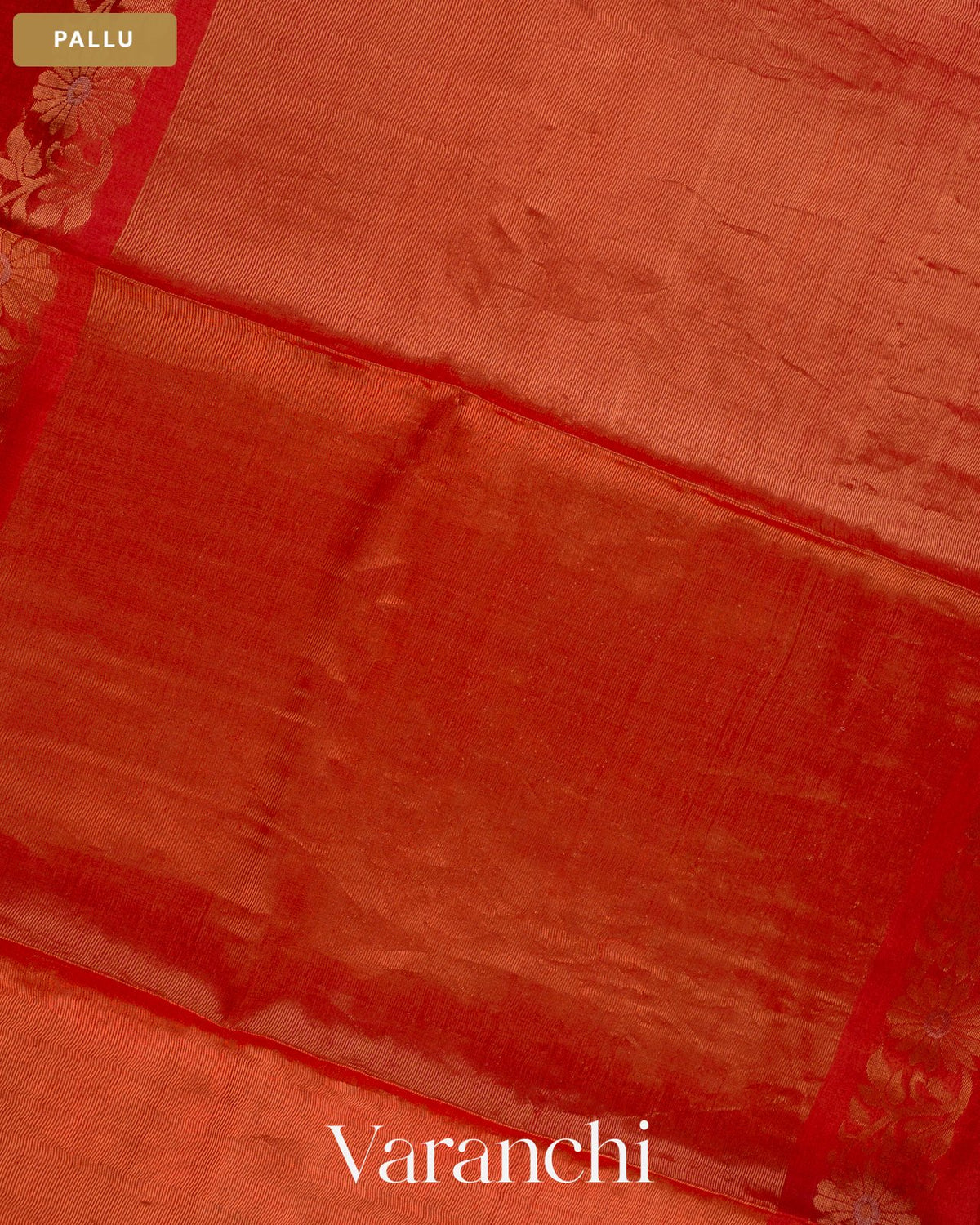 Tulip Red Jamdani Pure Tussar Tissue Silk Saree — Pallu