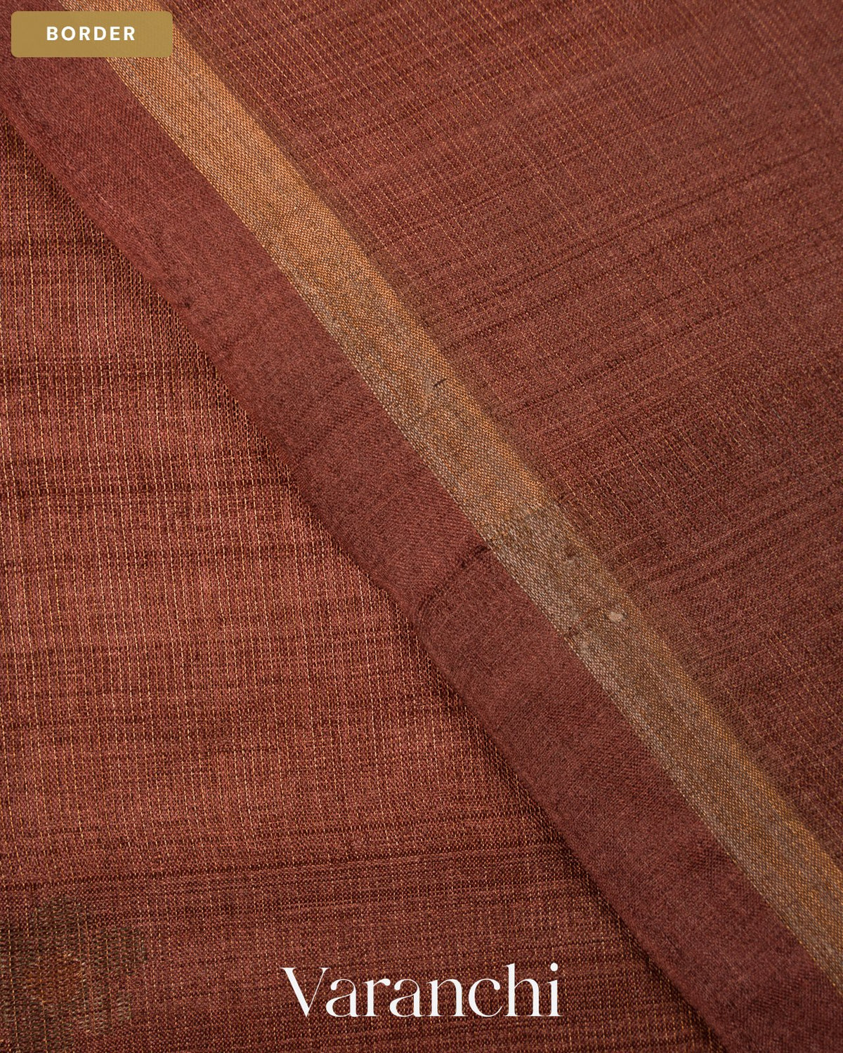 Coffee Brown Jamdani Pure Tussar Tissue Silk Saree — Border