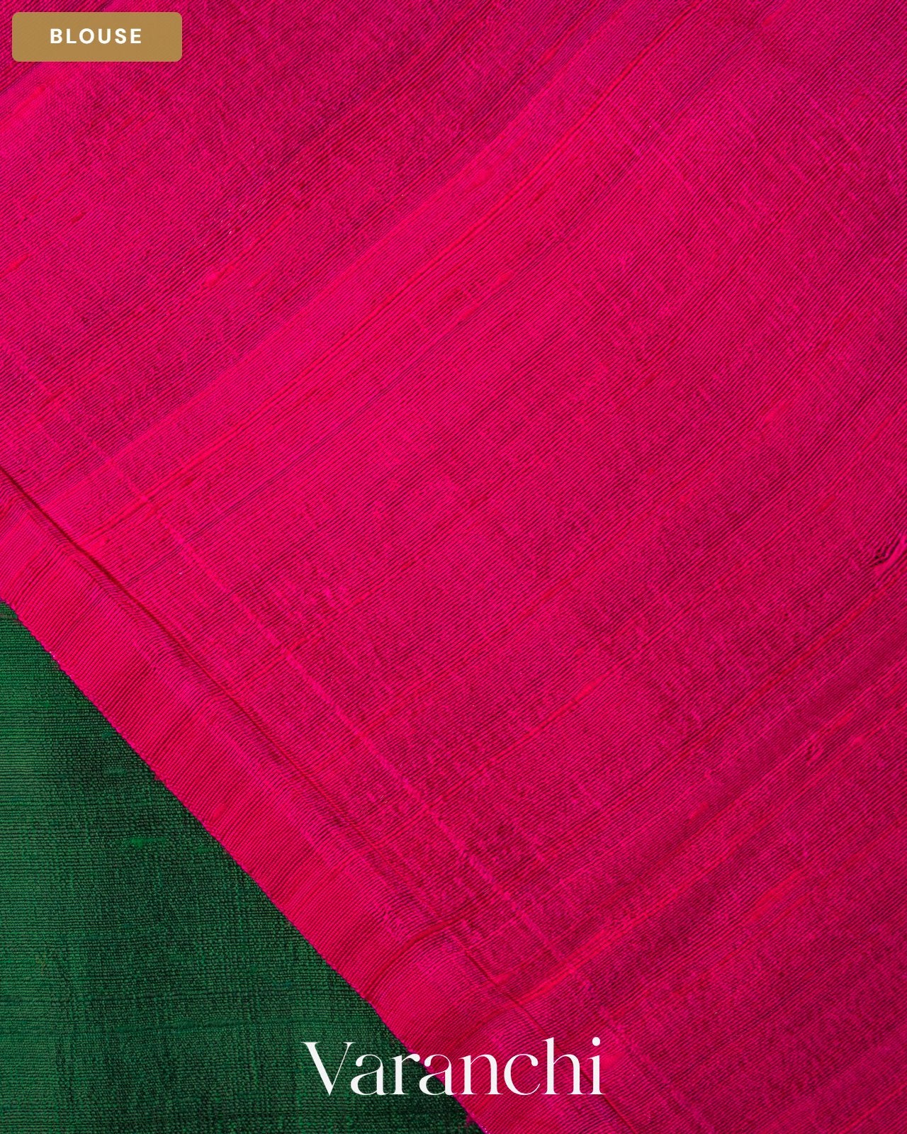 Bottle Green Pure Raw Silk Handloom Saree — Blouse