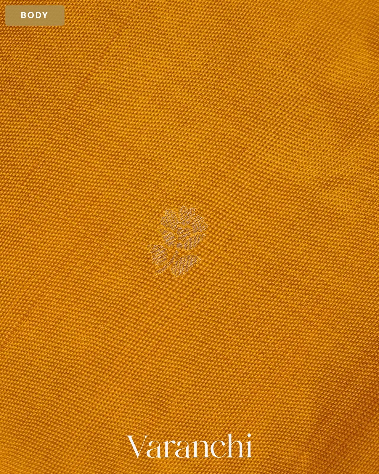 Amber Yellow Pure Katan Silk Handloom Saree — Body